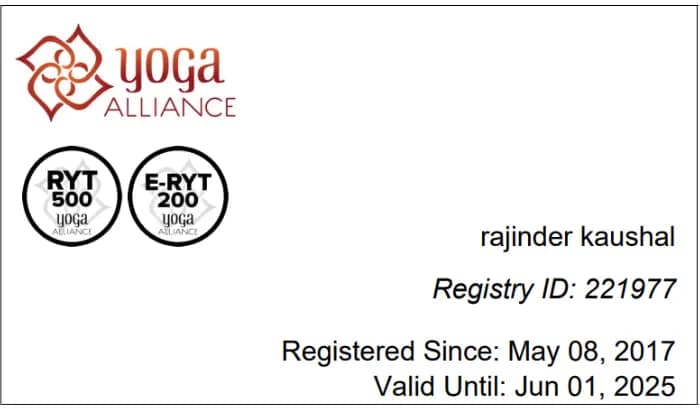 Raj Yoga Certificate Raj Yoga Certificate